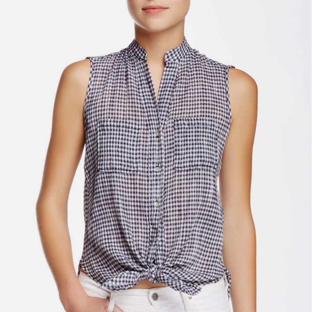 Checkered Collared Sleeveless Women’s Top